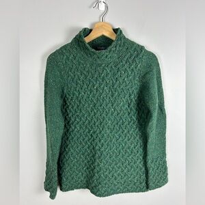 ISLANDER Irish Cable Knit Wool Cashmere Sweater Size Small Green Made in Ireland